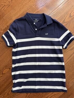 Boys Vineyard Vines Navy and White Stripe Polo